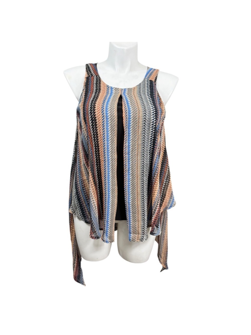 Wrangler Sleeveless Overlay Top Boho Western Hi Low Tank S